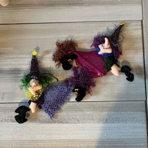 Halloween Flying Witches So Cute On Brooms!!